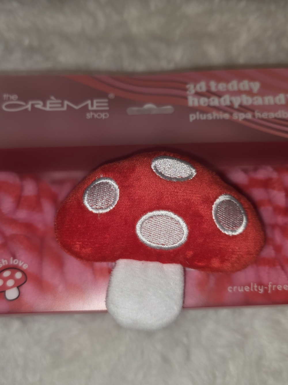 The Crème Shop Red Mushroom Plush Headband